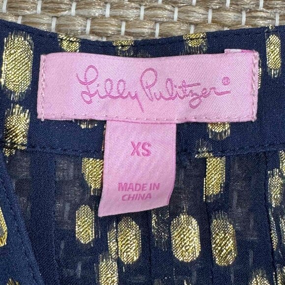 Lilly Pulitzer Women's Colby Top Silk Blend Long Sleeve Pullover Navy Blue Sz XS - Picture 8 of 13
